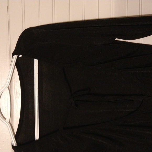 Black long sleeve mini dress with tie open back - Picture 2 of 2